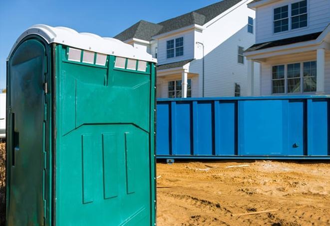 row of porta potties providing essential facilities at a job site